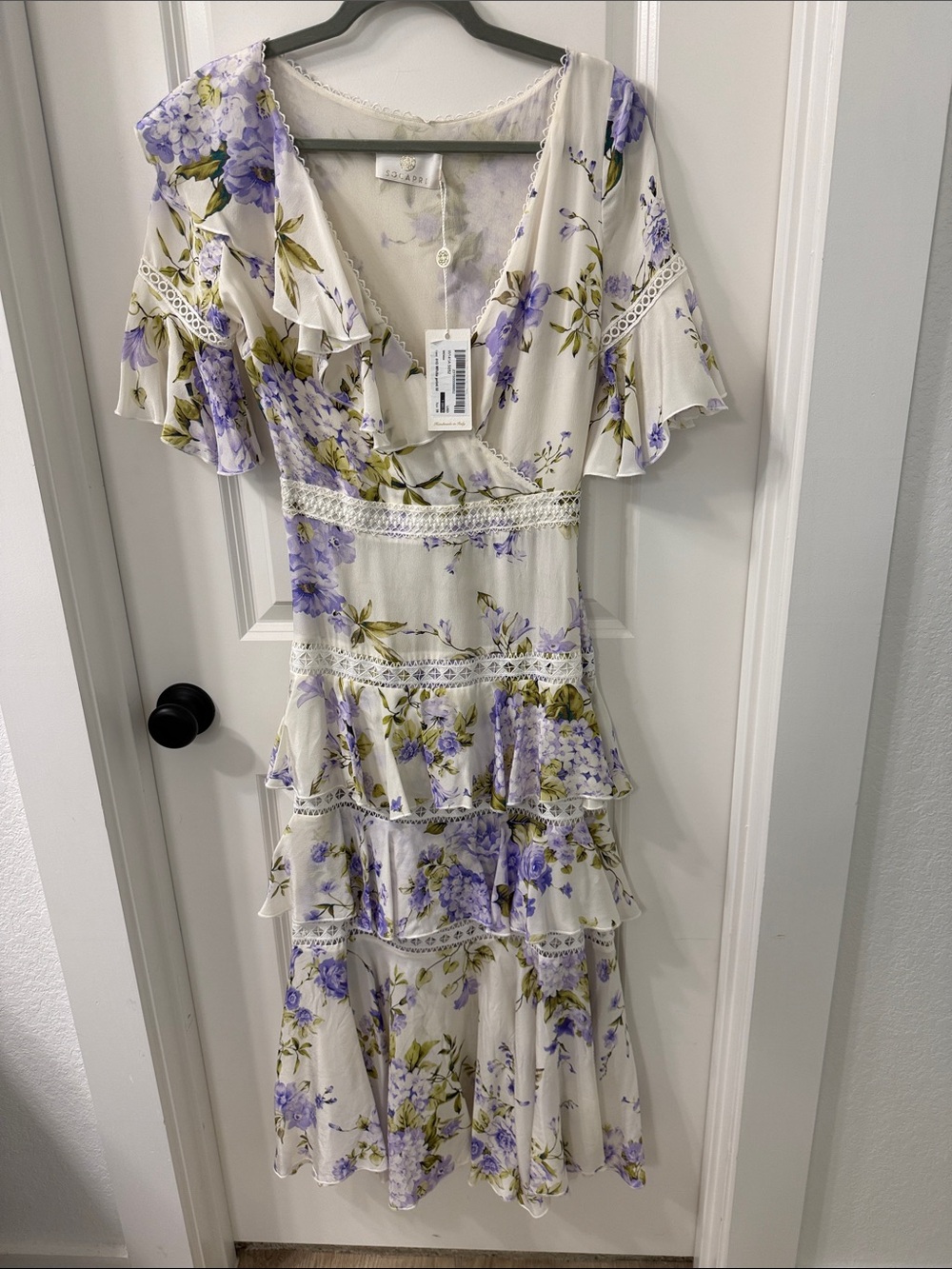 Lavender Floral Tiered Midi Dress - Women